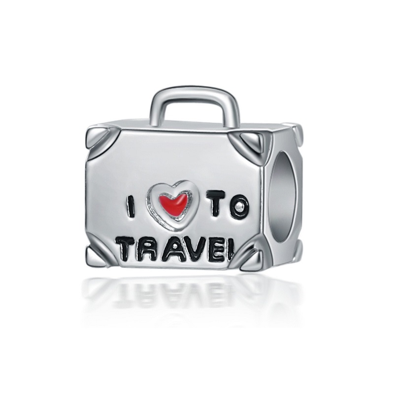 

Fits Pandora Bracelets 20pcs I Love To Travel Luggage Silver Charms Bead Charm Beads Pendant For Wholesale Diy European Sterling Necklace Jewelry