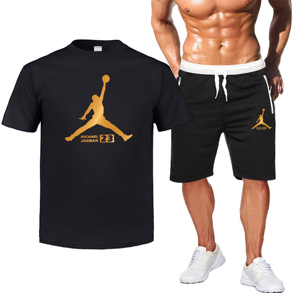 

Men Tracksuits Fashion Suits T-shirts Casual Clothes Mens Running Fitness Sportswear Letter Two-piece Suit Black Red Color clothing, Gray