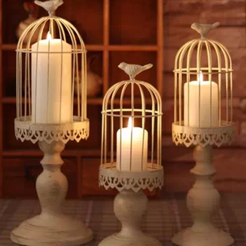

Candle Holders Nordic Bird Cage Holder Candlestick For Porta Velas Candles Stand Rack Candlelight Dinner Romantic