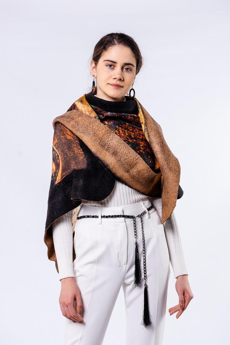 

Scarves Nomads Felt Gustav Klimt The Kiss Silk Shawl, Blue;gray