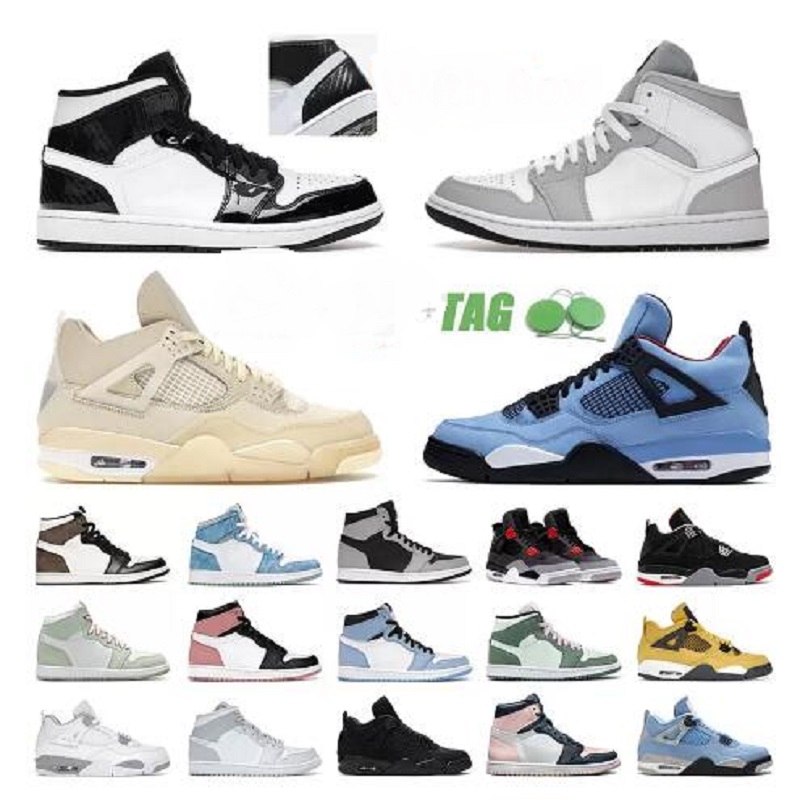

Top Quality 4 4s Jumpman Men Basketball Shoes Metallic Purple Red Green Bred Ovo Splatter Black Cat Big Kid Women Mens Sports Sneakers Shoe, # 1