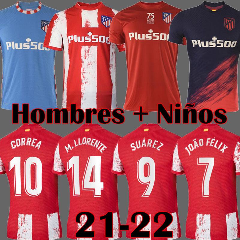 

21 22 Atletico 75 ANOS Soccer Jerseys 75th anniversary Madrid JOAO FELIX SUAREZ 2021 2022 CARRASCO CORREA KOKE SAUL VITOLO camiseta de fútbo, Black;yellow