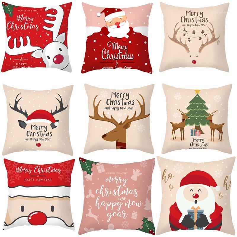 

Christmas Decorations Cushion Cover Cotton Linen Sofa Pillow Covers Home Decor Merry 45*45 Wreath Tree Pillowcase Navidad 2021