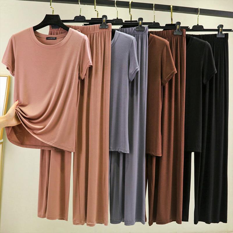 

summer pajama sets modal womens sleepwears cotton short sleeve cute lounge nightwear spring casual pijamas plus size nighties lady, Black;red