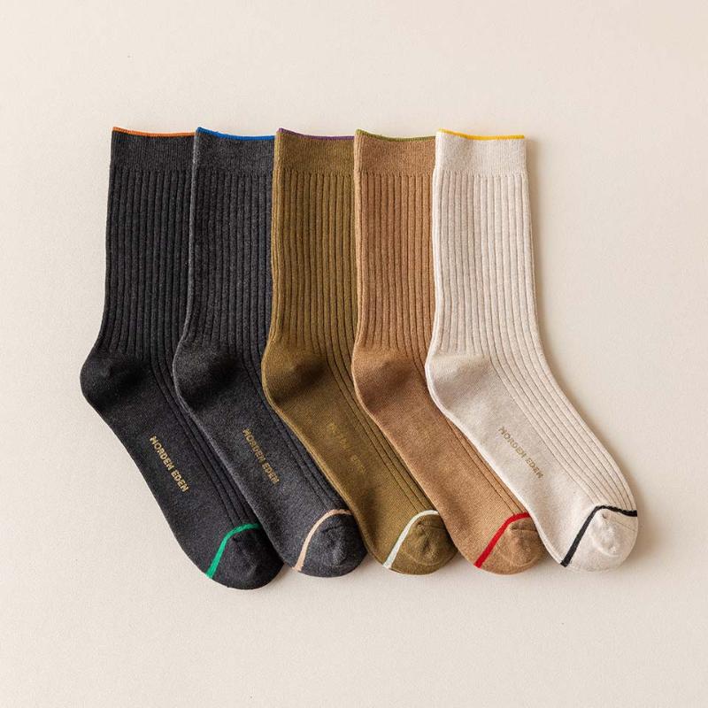 

Men's Socks Winter Warm Harajuku Retro 100% Cotton Solid Color Large Size Casual, Black