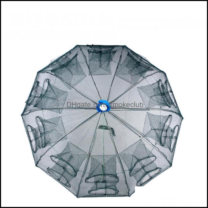 Sports & Outdoors Fishing Aessories Strengthened 6-20 Holes Matic Net Shrimp Cage Nylon Foldable Crab Fish Trap Cast Folding Network Drop De-image-735704433
