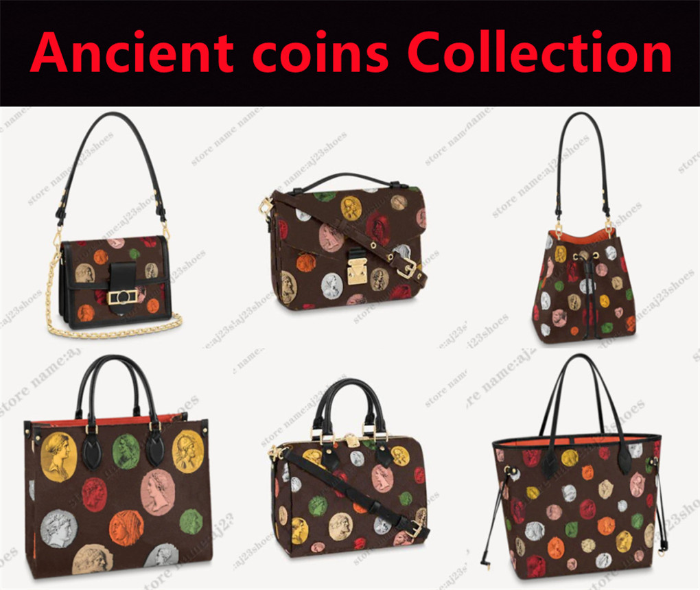 

Onthego GM MM PM designer Bag colored cameos antique coins crossbody Speedy Bandouliere 25 NeoNoe Dauphine luxury designers bags, 04