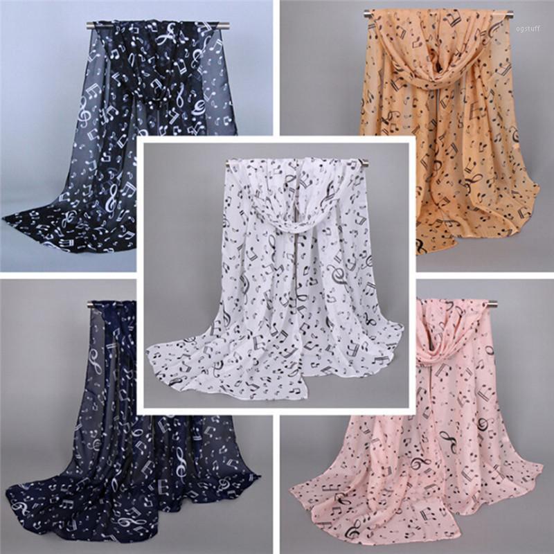 

Scarves 160*50cm Musical Note Chiffon Long Stoles Spring Muffler Scarf Women's Shawl, Blue;gray