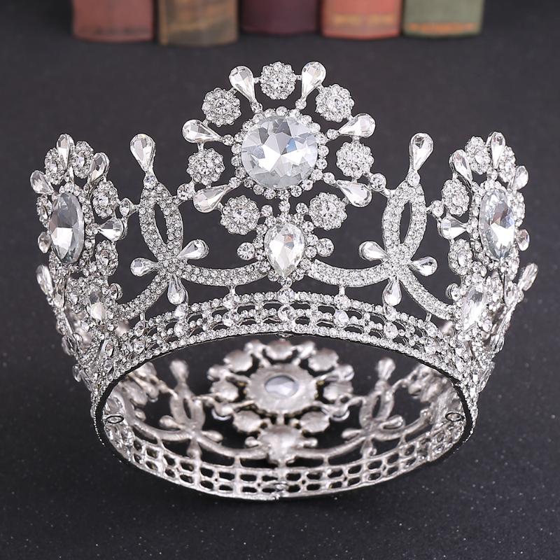 

Hair Clips & Barrettes Full Round Bride Crown Fashion Luxury Big Wedding Bridal Accessories Princess Women Tiaras Headpieces 2021, Golden;silver
