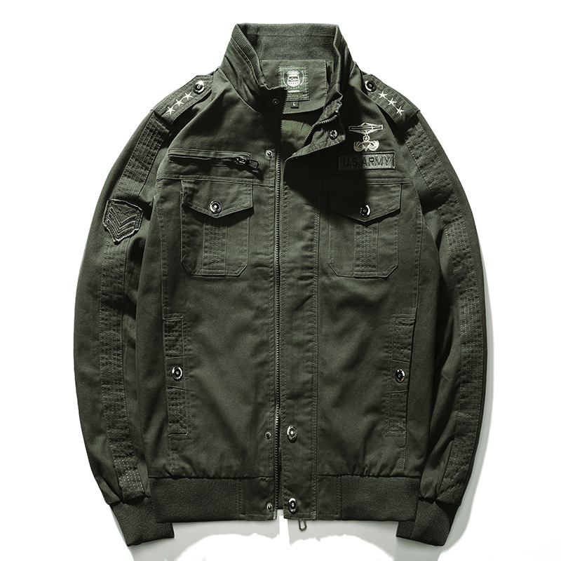 

Japanese tooling washed cotton air force autumn men's jacket, Khaki