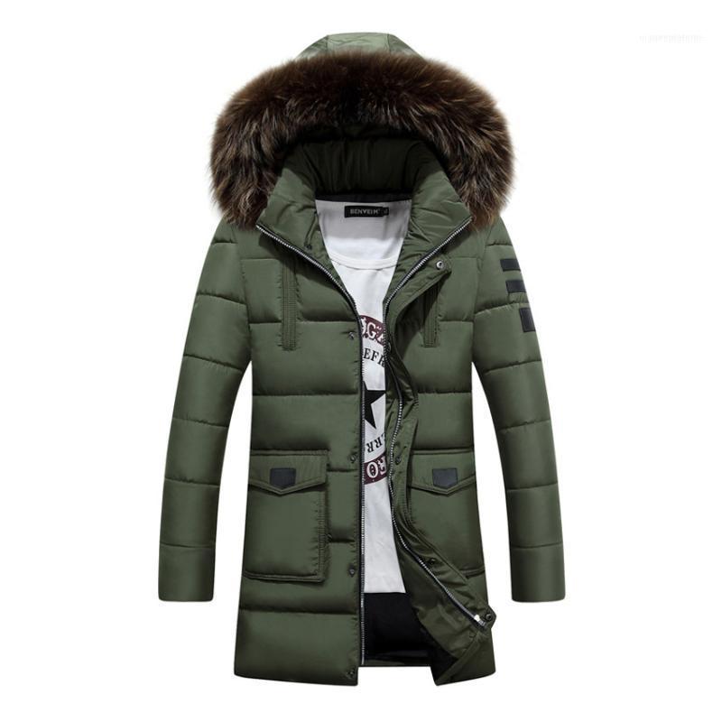

Men's Down & Parkas Wholesale- 2021 Arrival Winter Jacket Men Cotton Padded Long Thick Warm Casual Hooded Male With Fur Collar Coat 125wy1, Black
