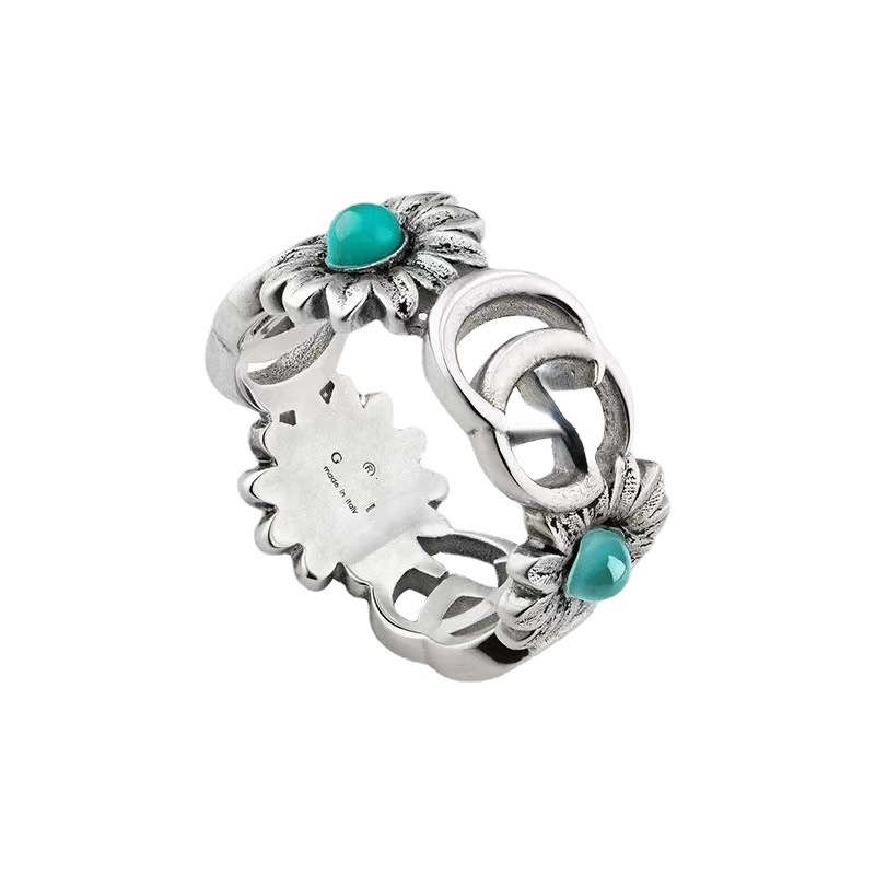 Designer Daisy Rings Engraving Flowers S925 Silver Couples Ring Valentine's Day Gift