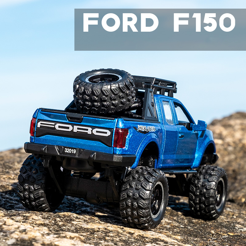 

132 Ford Raptor F150 Alloy Diecast Car Model Toys Sound Light Toy Pickup Truck Pull Back Vehicle For Children