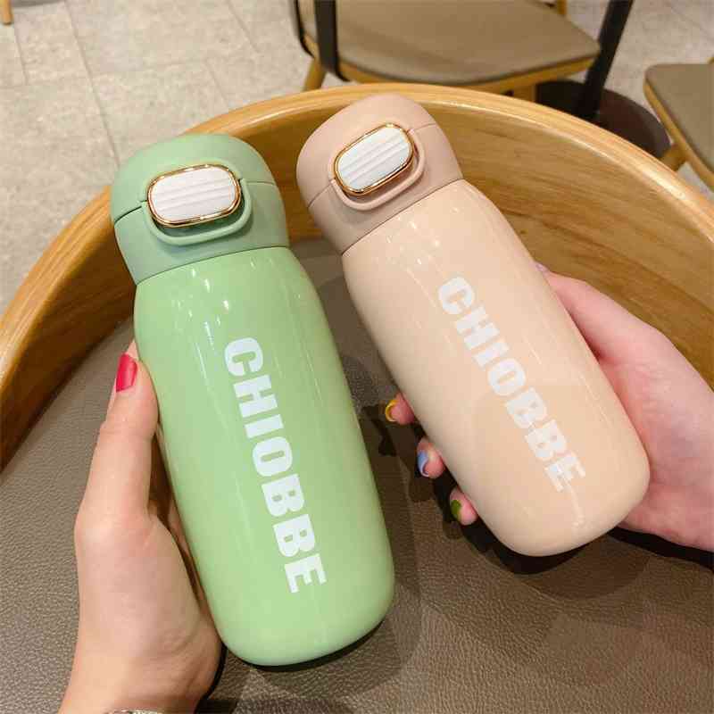 

New winter Aurora stainless steel direct drinking bullet cover children's portable heat preservation water cup student, Yellow