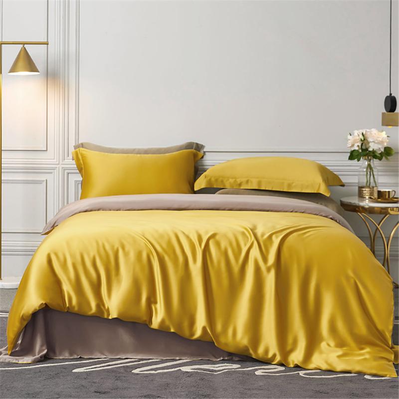 

Bedding Sets Lanlika Luxury Women 100% Silk Set Solid Color Duvet Cover Bed Sheet Pillowcases Quilt For Sleep Home Textile, 002