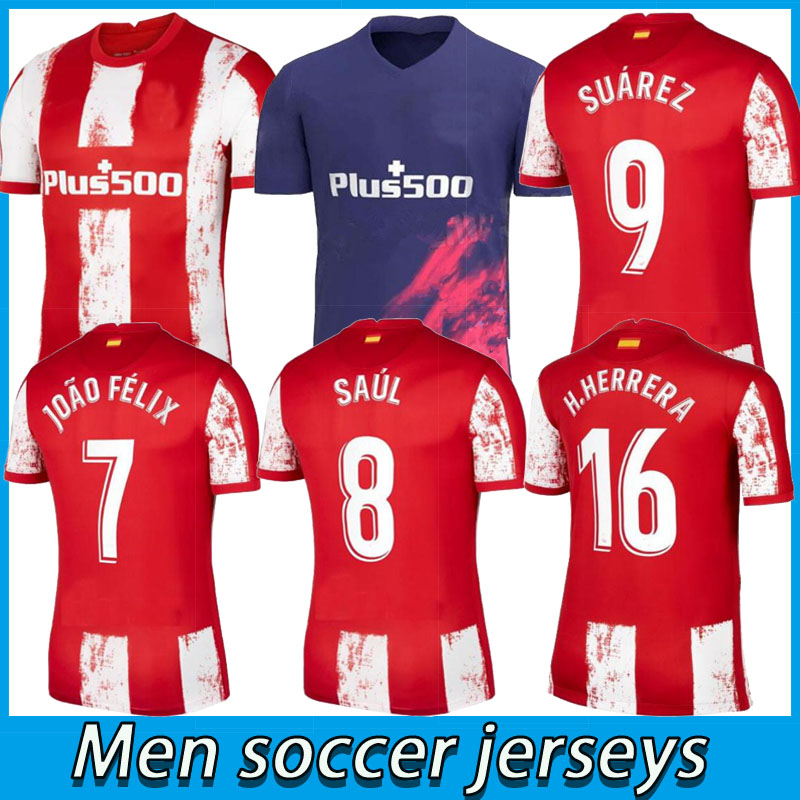 

Atletico soccer jerseys 21 22 JOÃO FÉLIX MADRID 2021 2022 M. LLORENTE KOKE SAUL SUAREZ Correa Carrasco camiseta football shirts uniforms men kit sets LEMAR DEMBELE