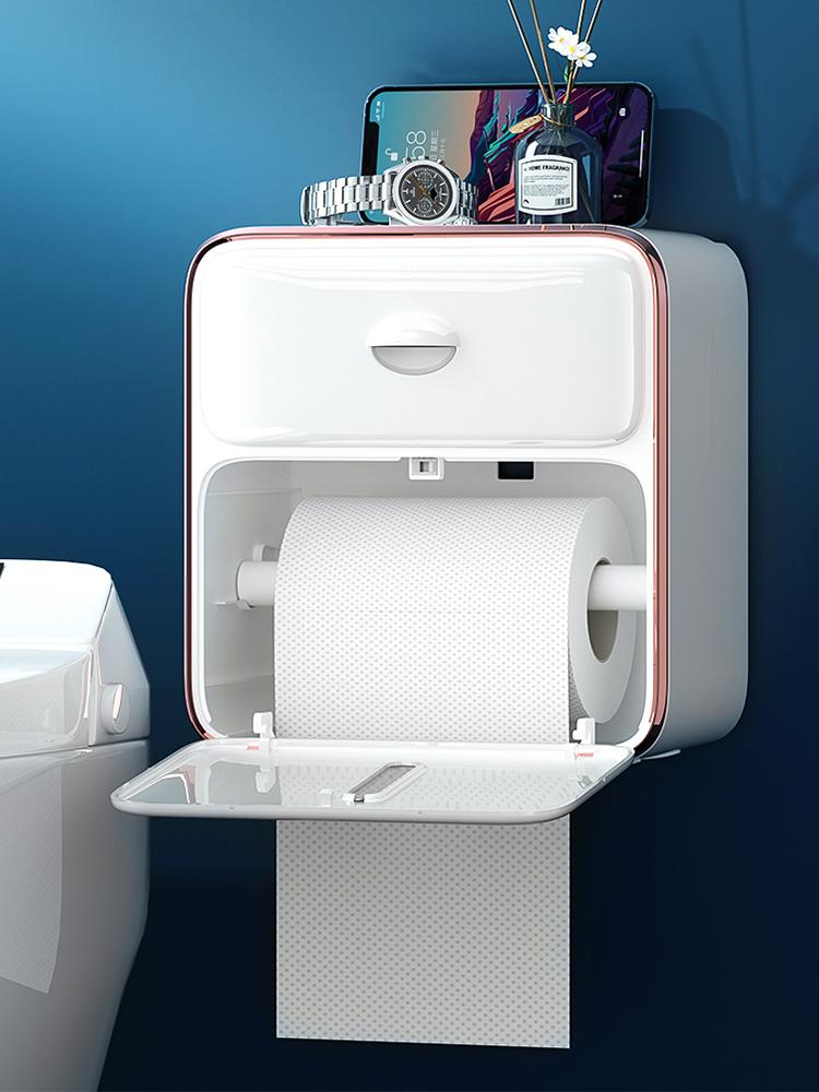 

Toilet Paper Holders Tissue Box Extraction Roll Rack Punch-Free Wall-Mounted