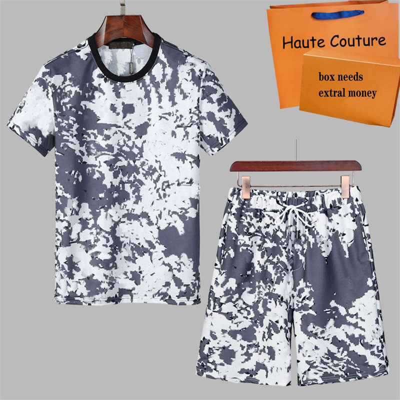 

Men Tracksuits Tie-dye Short Sleeves T-shirts+Drawstring Shorts Designers Letter Printing Good Quality Fashion Suits -3XL, Price difference