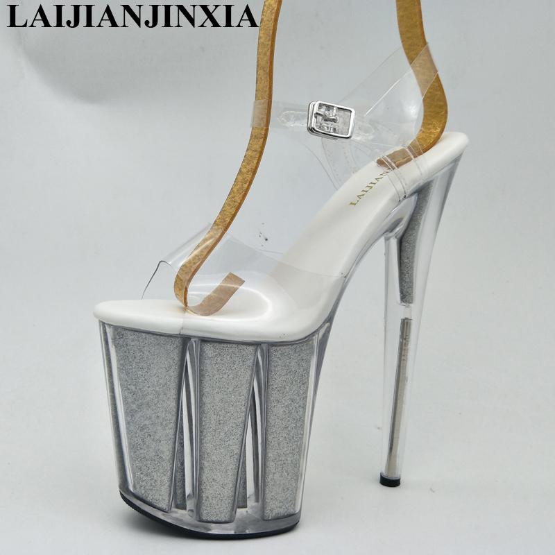 

Summer Women Sandals Peep Toe Platform Pumps 20 CM Ultra High Heels Sexy Wedding Night Club Stage Shoes, Black