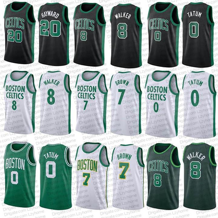 

Green Jayson 0 Tatum Basketball Jerseys Kemba 8 Walker Jaylen 7 Brown Vintage Larry 33 Bird Boston Celtics Nba City Jersey Retro, Black;red