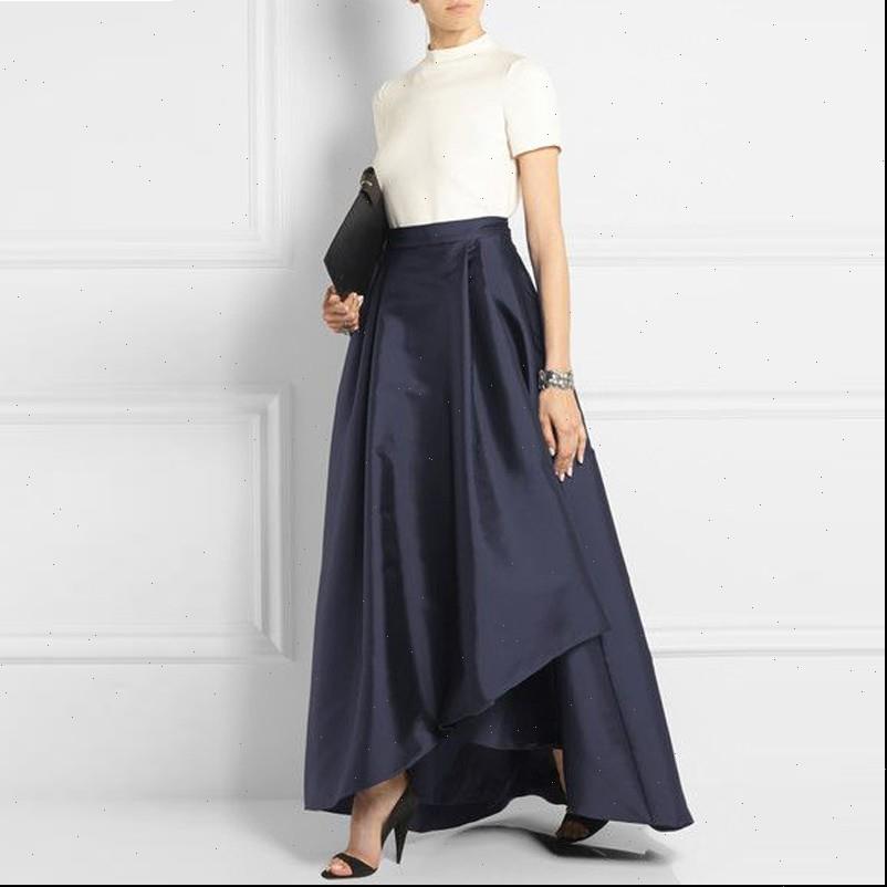 

office dark navy blue womens skirts long satin asymmetrical fashion zipper pleat saias, Black