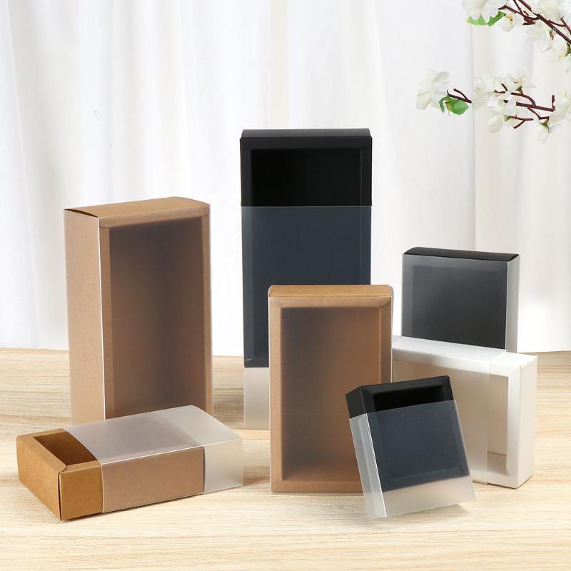 

Gift Wrap Display Multiple Specifications Black Brown White Card Package Case Kraft Paper Box For Candy Cookie Cake Packing