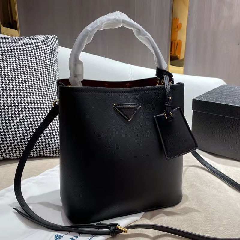 Top Quality 5A+ Safayano Bucket Bag Cowhide Cross Shoulder Bag Multi-Purpose Handbag Flat Open rigid nylon single casual Interior compartment des