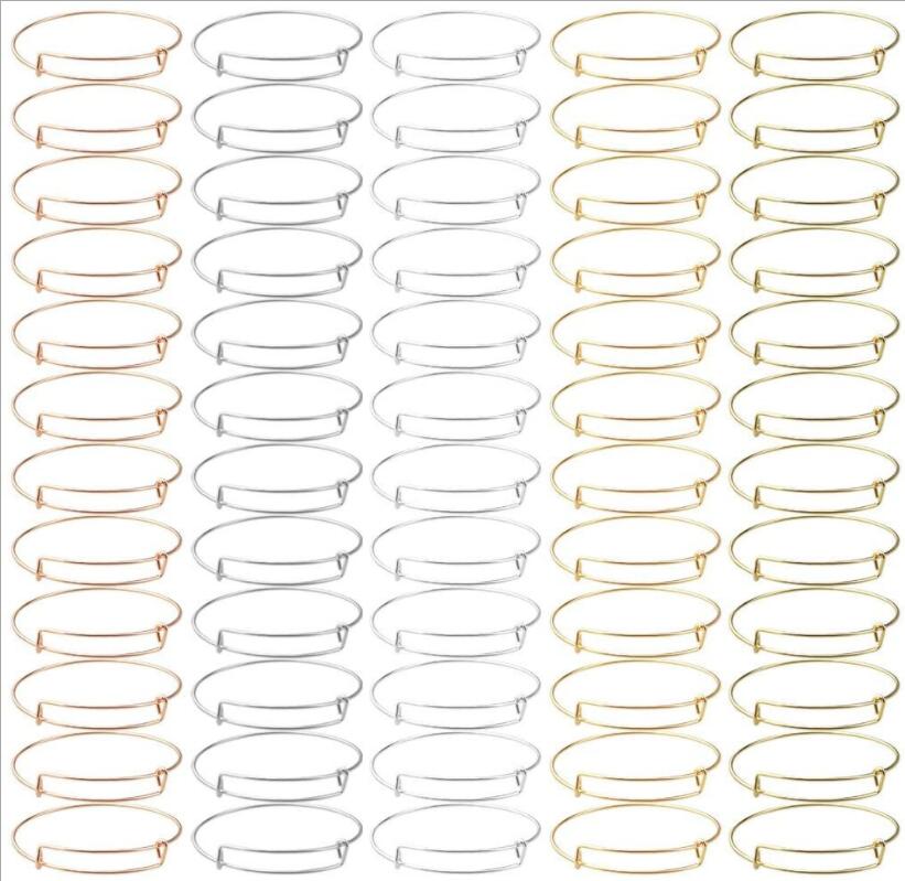 

Bangle 60pcs Expandable Bracelets For Women High Polished Vintage Style Adjustable Wire Party Bracelet DIY Jewelry Making
