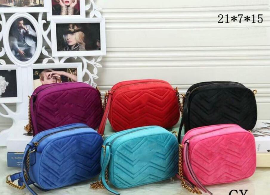 

Women Chains velvet Shoulder Bags High-Grade Fashion Leather Classic Macaroon bag Crossbody Handbags Flap marmont Wallet Purse, Black