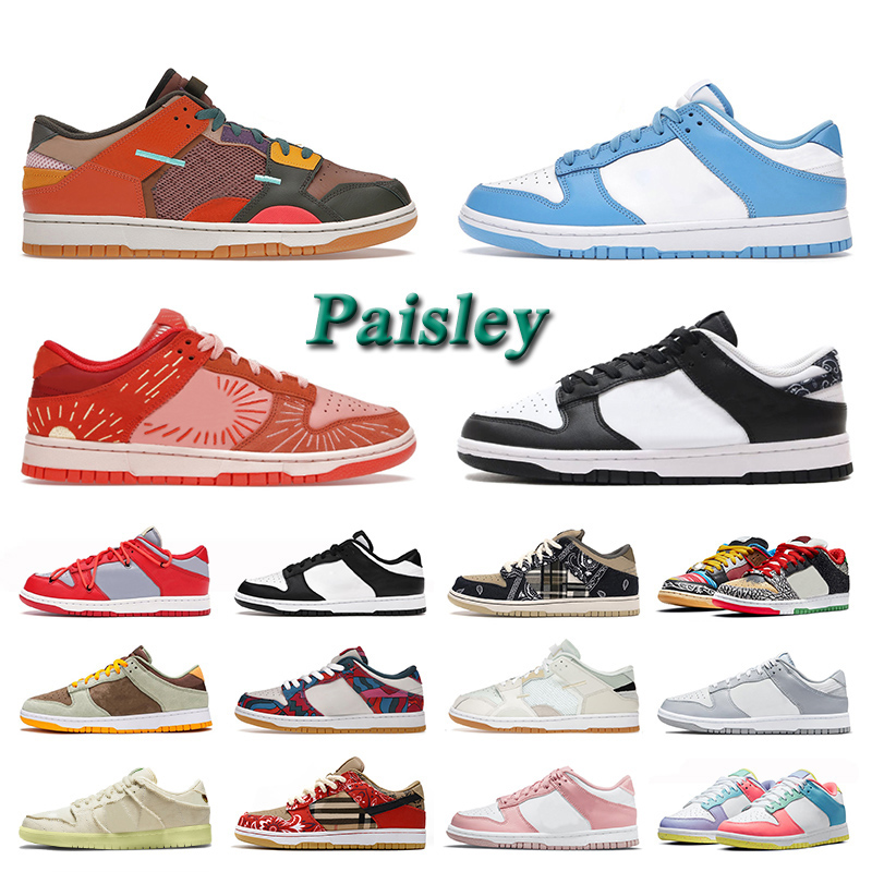 

Paisley Low Designer Sneakers Scrap Basketball Shoes For Mens Panda Chunky Dusty Olive UNC Coast Winter Solstice Medium Curry Undefeated Men Women Sports Trainers, Pay for the box