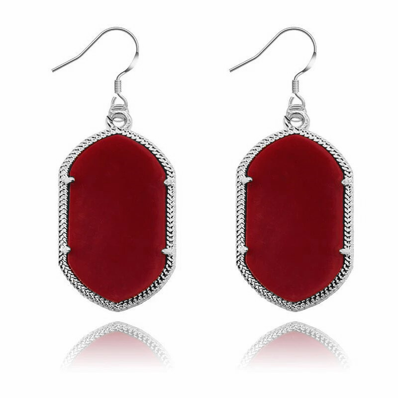 

Foreign trade Europe and the United States personality big earrings Silver side acrylic geometric earrings Retro alloy pendant earrings hot