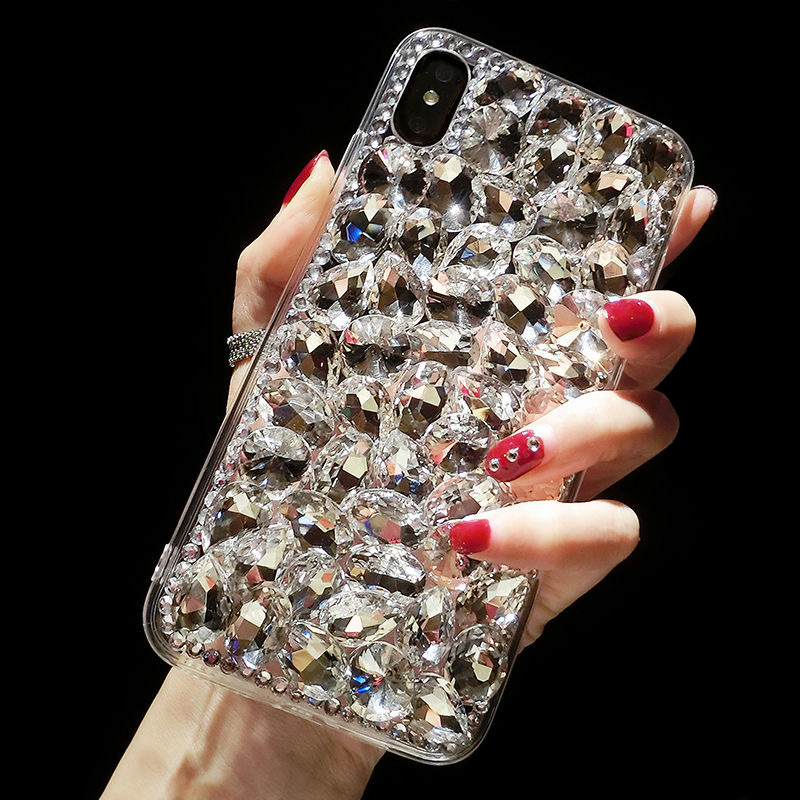

Luxury 3D Glitter Bling Rhinestone Handwork DiY Clear Phone Cases Soft TPU Transparent Cover Shockproof For iPhone 13 12 11 Pro Max X XR Xs 8 7 Plus, #1