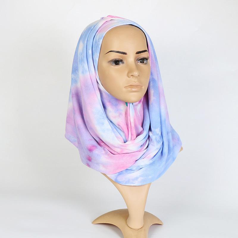 

2021 New Fashion Scarves 1 Pcs Fashion Ombre Tie Dye Jersey Instant Hijab Scarf Printe Shawls Bufandas Muslim Wraps Headband Stole 7 Colors