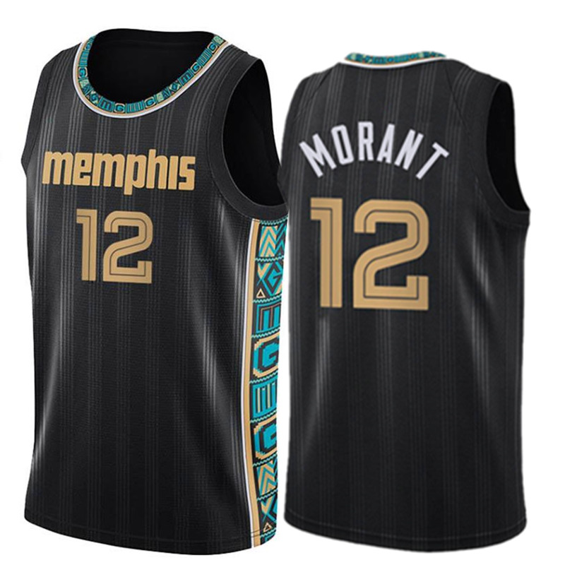 12 maillots de basket-ball Ja Morant cousus Logos de haute qualité vert gris blanc noir S M L XL XXL 777