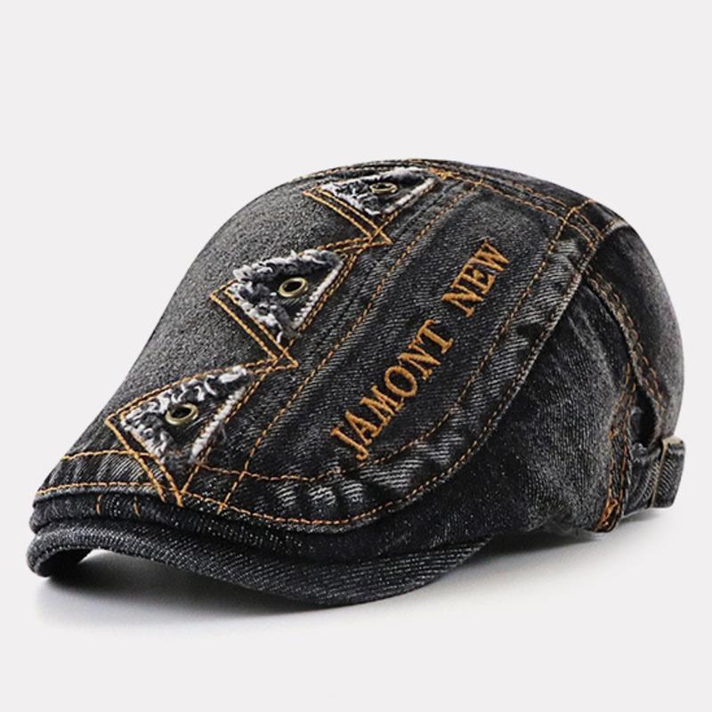 

Berets Boy Denim Ivy Cap Girl Beret Man Woman Small Size Sboy 52-56cm, Black
