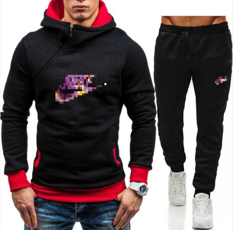 

Autumn Winter tracksuit Men's Set sweatsuit high-quality letter pattern printing track sweat suit mens jackets Hoodies Pullover + Pants, Gray