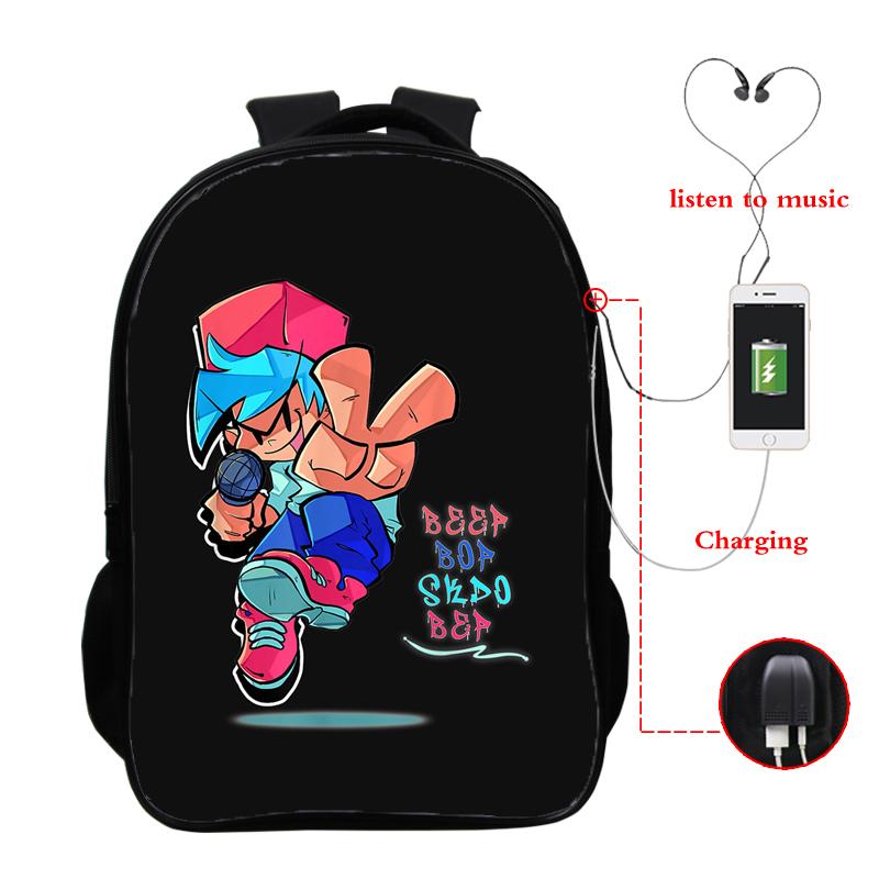 

Backpack Usb Charging Backpacks Friday Night Funkin Back To School Bookbag 16 Inch Teenager Bags For, 0funkin18