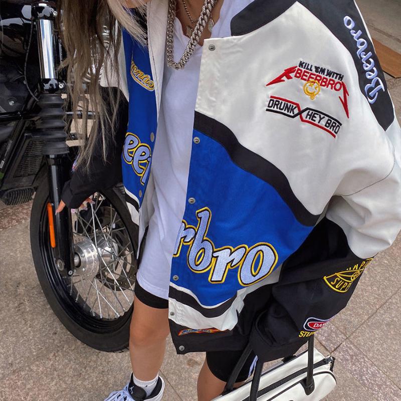 

Women's Jackets Fashion Brand Baseball Uniform Woman Jacket Vintage Bomber Women Street Locomotive Coat Clothes, Black;brown