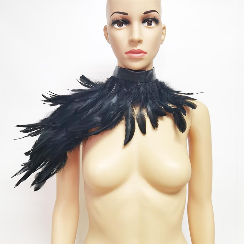 

Scarves Punk Gothic Feather Shawl Shrug Single Shoulder Wraps Cape Collar Halloween Cosplay Rave Party Performance Show Decor