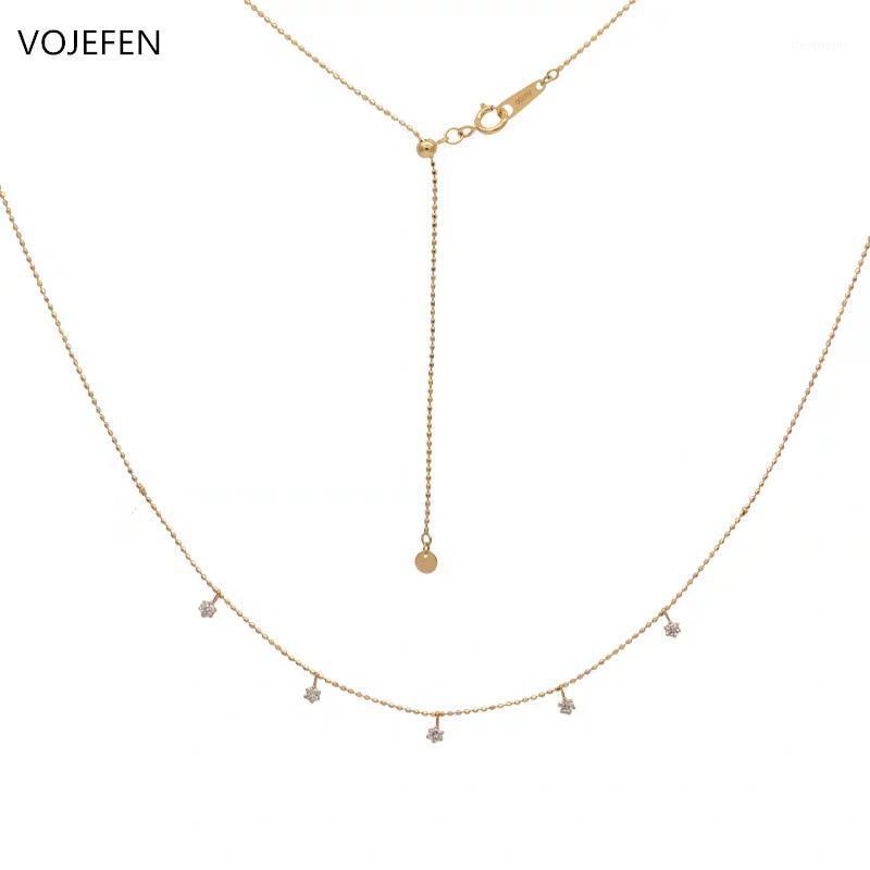 

Jewelry 18K Yellow Gold Round Gemstone Ladies Necklace, Diamond Star Station Pendant Chain Necklace For Women Chains