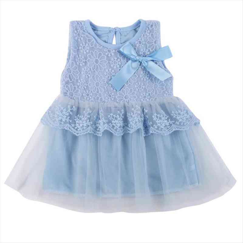 

Baby Girls Dresses Kids Bow Lace Princess Dresses Cotton Ball Gown Knotbow Mesh Dress White Pink Blue, Red;yellow