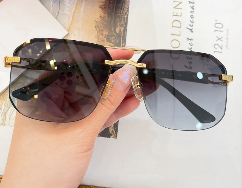 

Rimless Square Sunglasses Gold Frameless Grey Shaded Sun Glasses for Men uv400 Protection Eyewear with box