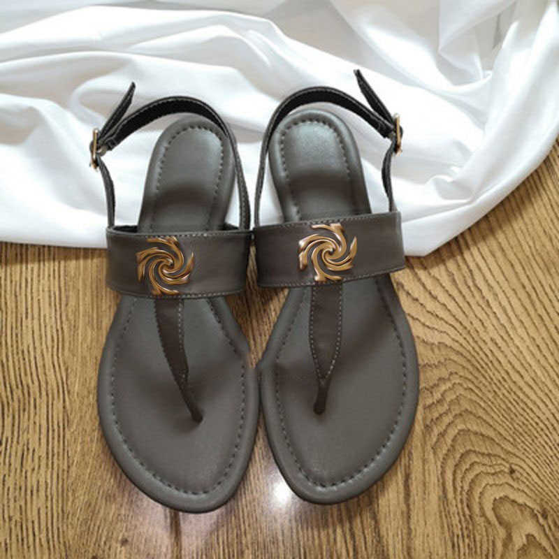 

Sandals 2021 New Summer Fat Slipper Solid Concise Beach Women Shoes Round Toe PU Leather Casual Outdoors Fashion Comfortable Buckle HM215, Brown