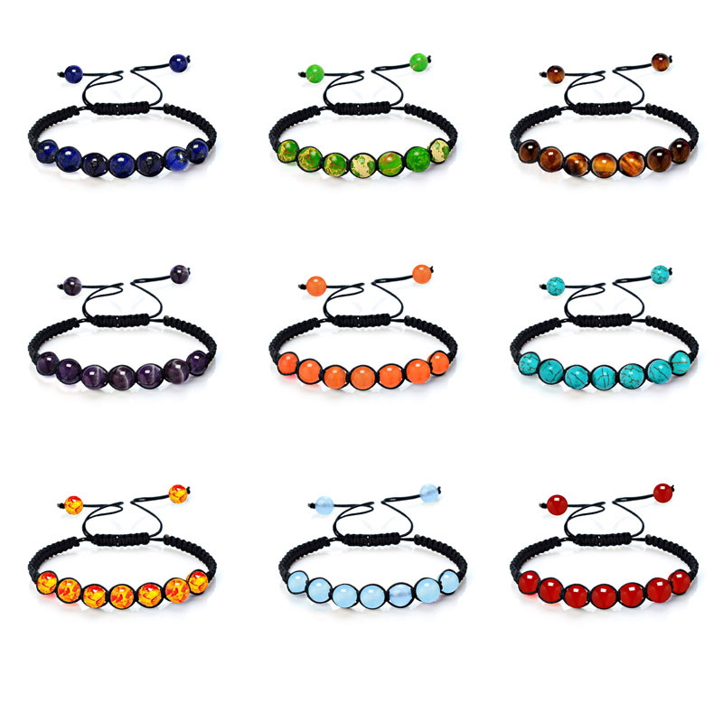 

6mm Natural Stone Handmade Rope Braided Beaded Strands Charm Bracelets Adjustable Party Club Decor Jewelry For Women Men