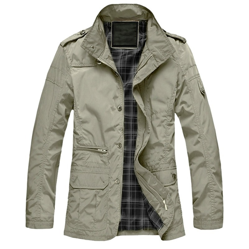 

5XL Men Big Size Casual Long Jacket Spring Autumn Male Business Windbreak Thin Outwear Parka Loose Varsity Bomber Coat, Khaki