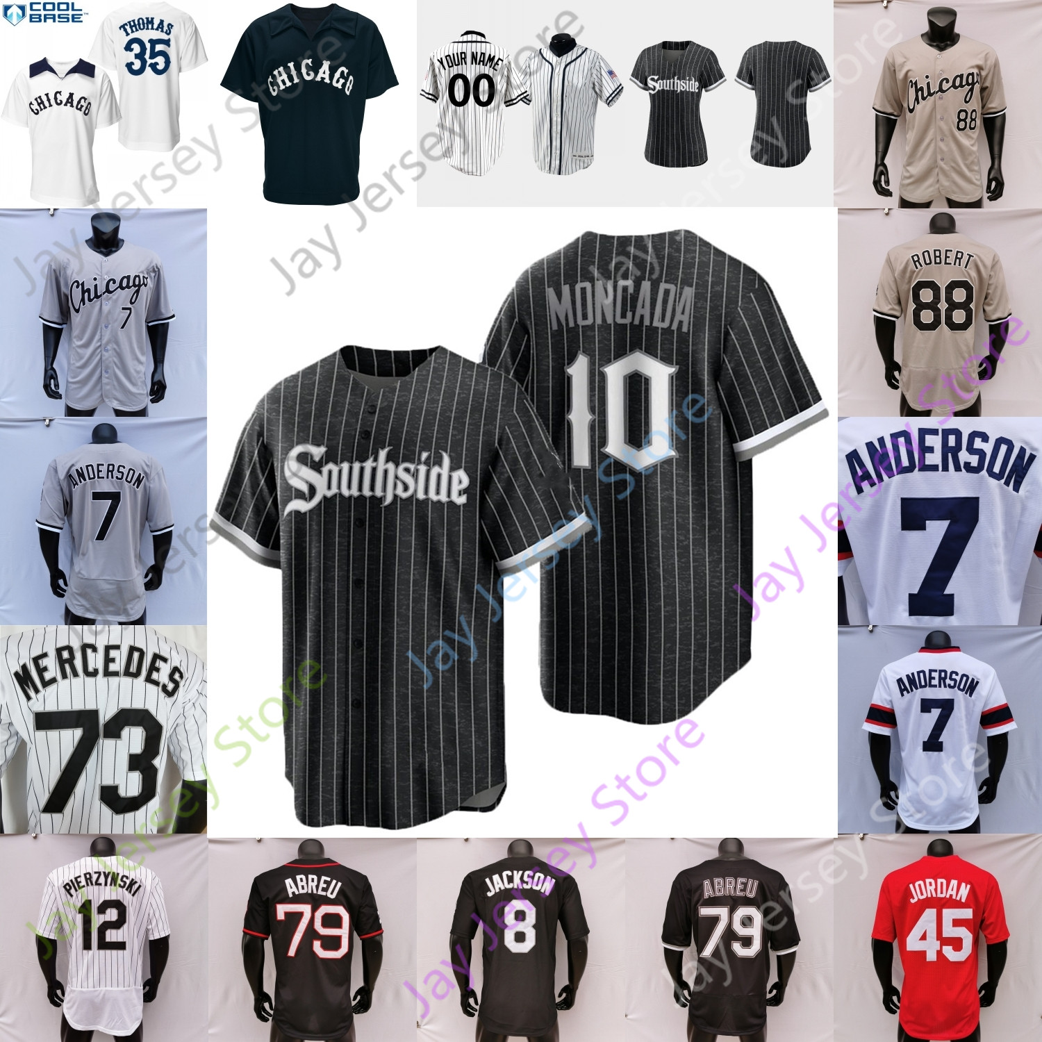 

2021 Custom City Connect Jersey Southside Jose Abreu Tim Anderson Yoan Moncada Eloy Jimenez Luis Robert Kopech Yermin Mercedes Russa Madrigal Keuchel Lynn Lucroy, 22 emmitt smith