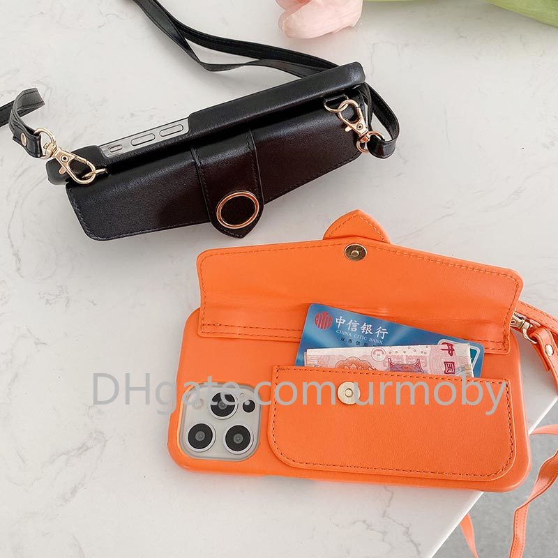 

Designer Crossbody Phone Cases for IPhone 12 11 Pro Xs Max Xr 8 7 Plus Fashion Leather card holder protective cover, Box no case
