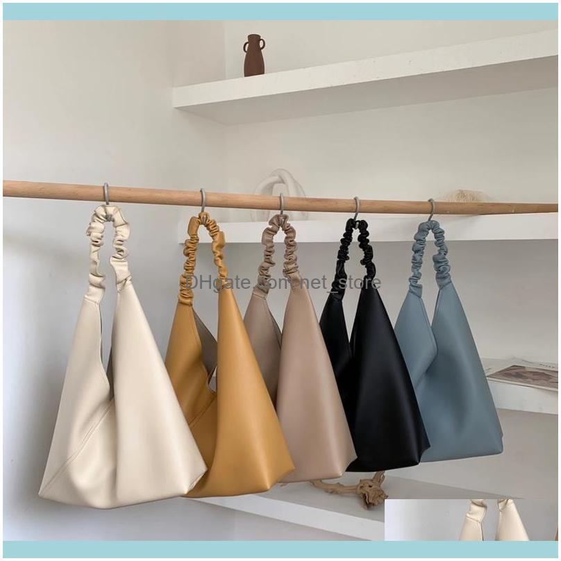 

Other Bags Lage & Aessories2021 Sets Of Korean Womens Small Soft Shoulder Bag Plutonium Leather Plicated Female Girdle Triangle Bags Sale W