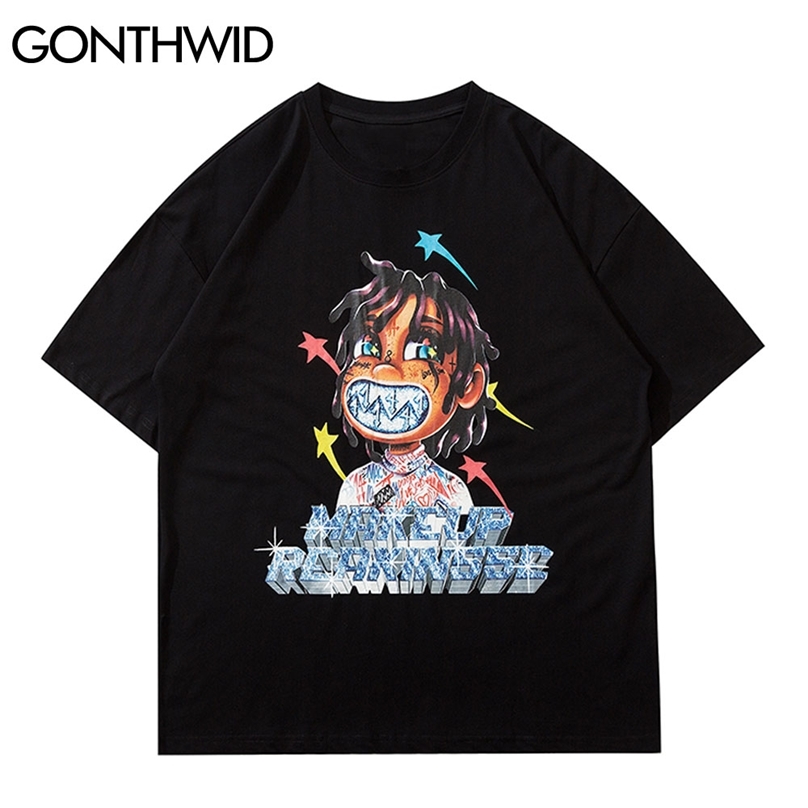 

Tshirts Streetwear Anime Cartoon Funny Kids T-Shirt Mens Harajuku Casual Summer Fashion Loose Hip Hop Cotton Tees Tops 210602, White
