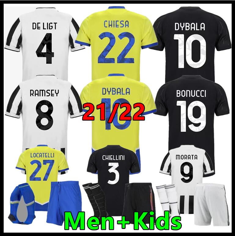 21 22 Jersey de football de Juventus 2021 2022 Kean Dybala Morata Chiesa McKennie Locatelli Top Football Kit Kit de football Juve Chiellini Bonuc